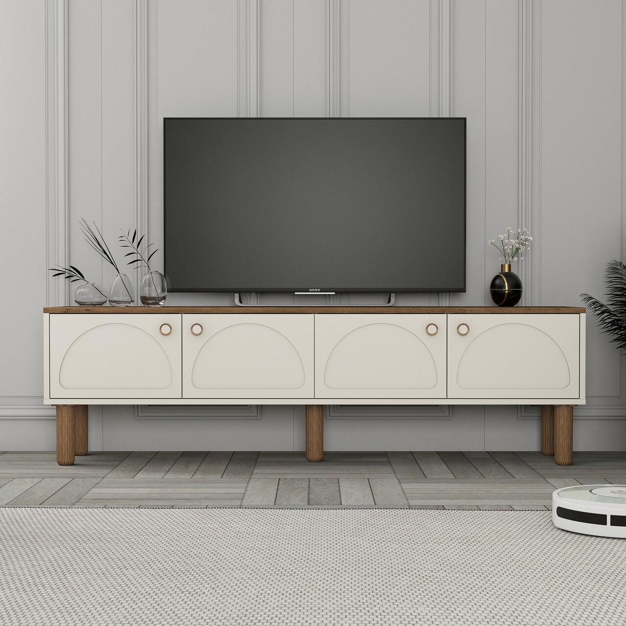 Comoda TV, Hanah Home, Bohem 851, 180x53x35 cm, Crem - imagine 7
